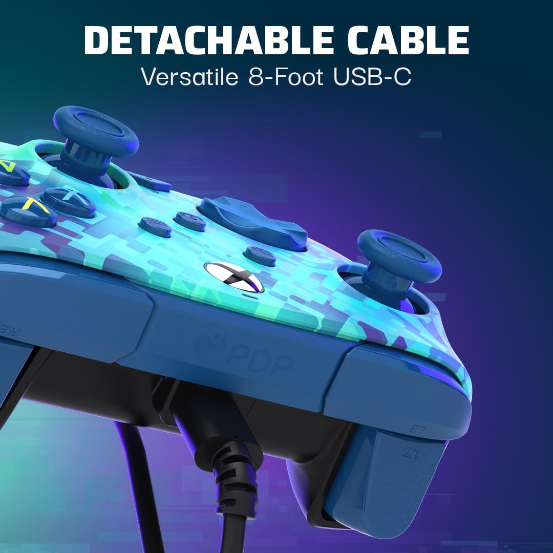 Control Alámbrico - PDP - Rematch Glitch Green - Xbox
