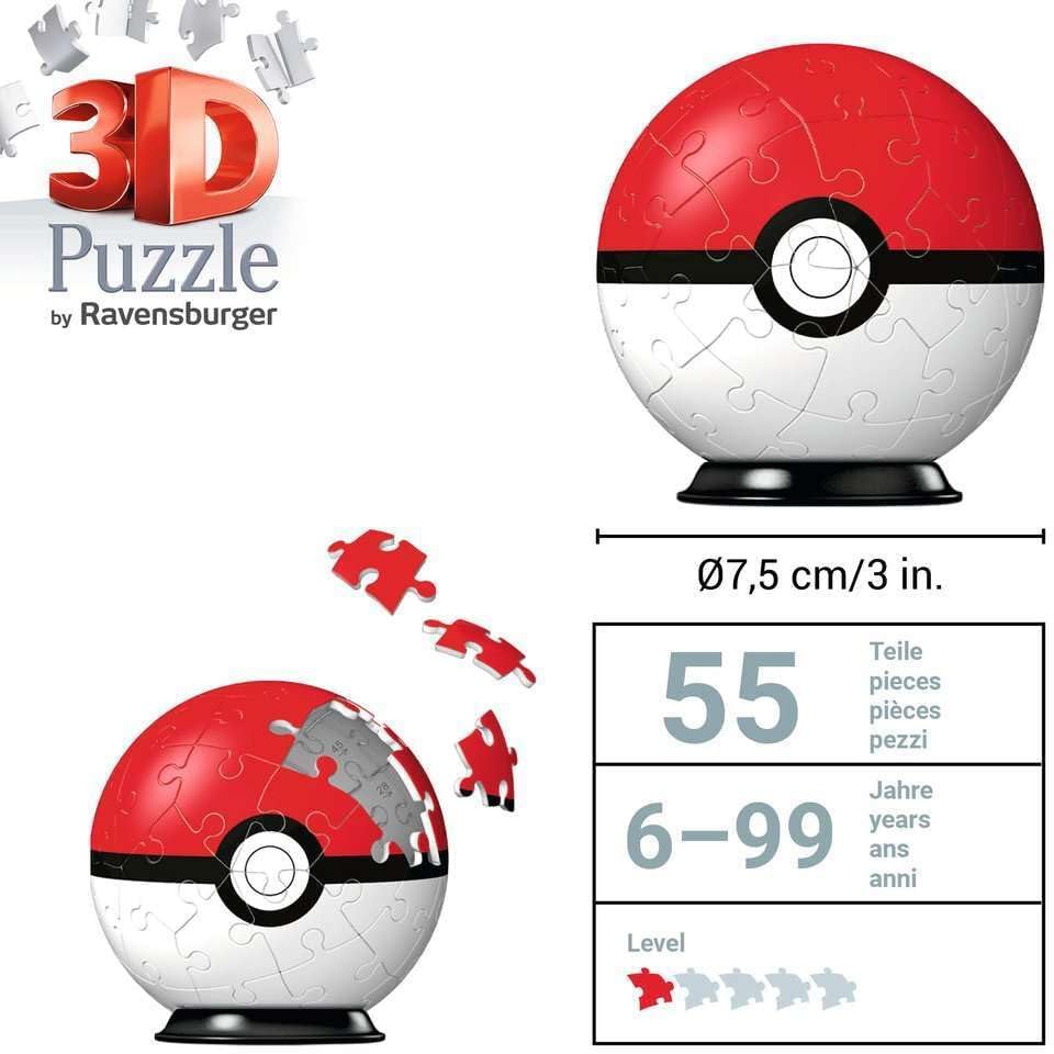 Rompecabezas 3D - 54 Piezas Pokémon Pokeball