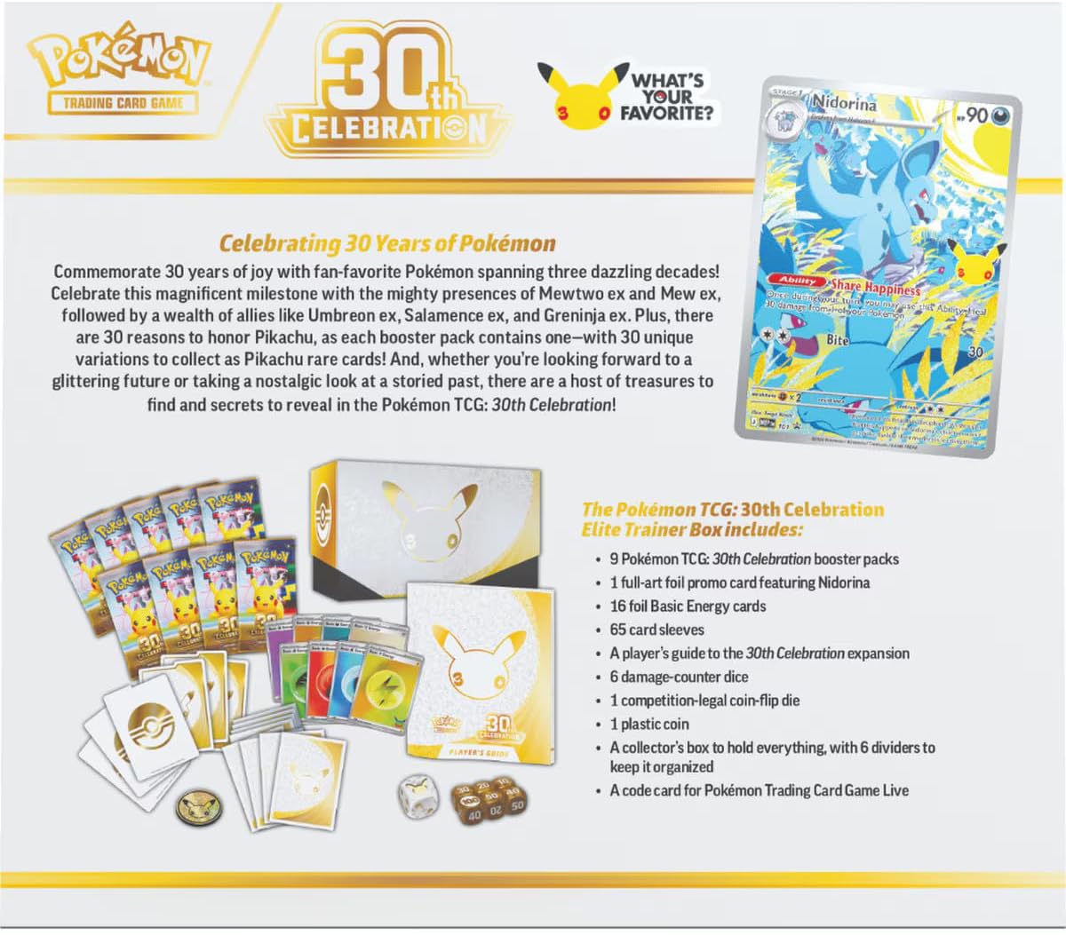 Pokémon TCG: 30th Anniversary Celebration Elite Trainer Box - Inglés