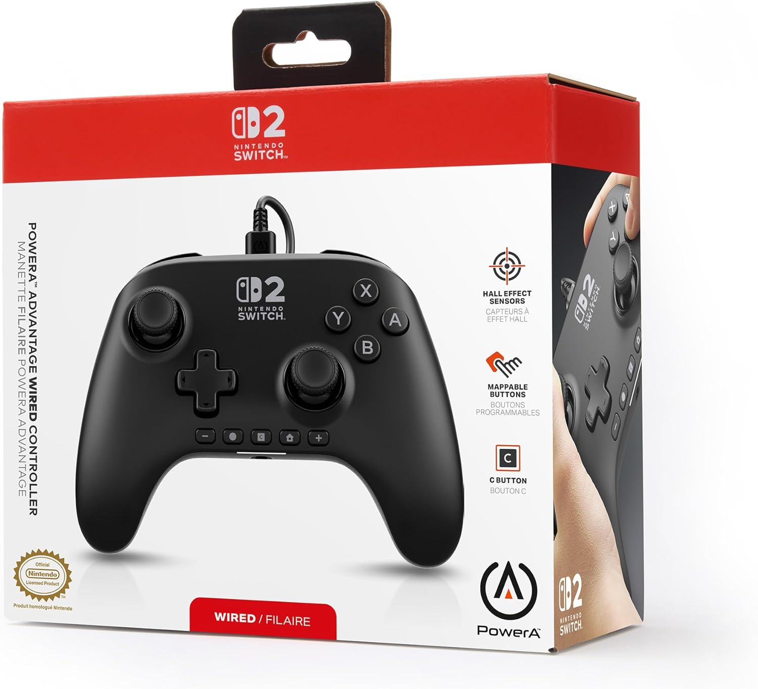 Control Alámbrico - Power A - Negro - Nintendo Switch 2