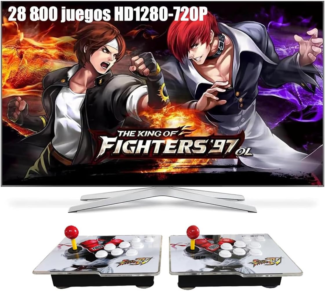 Consola Arcade Retro - 2 Joystick Arcade con Luz Led - 26,800 Juegos Incluidos