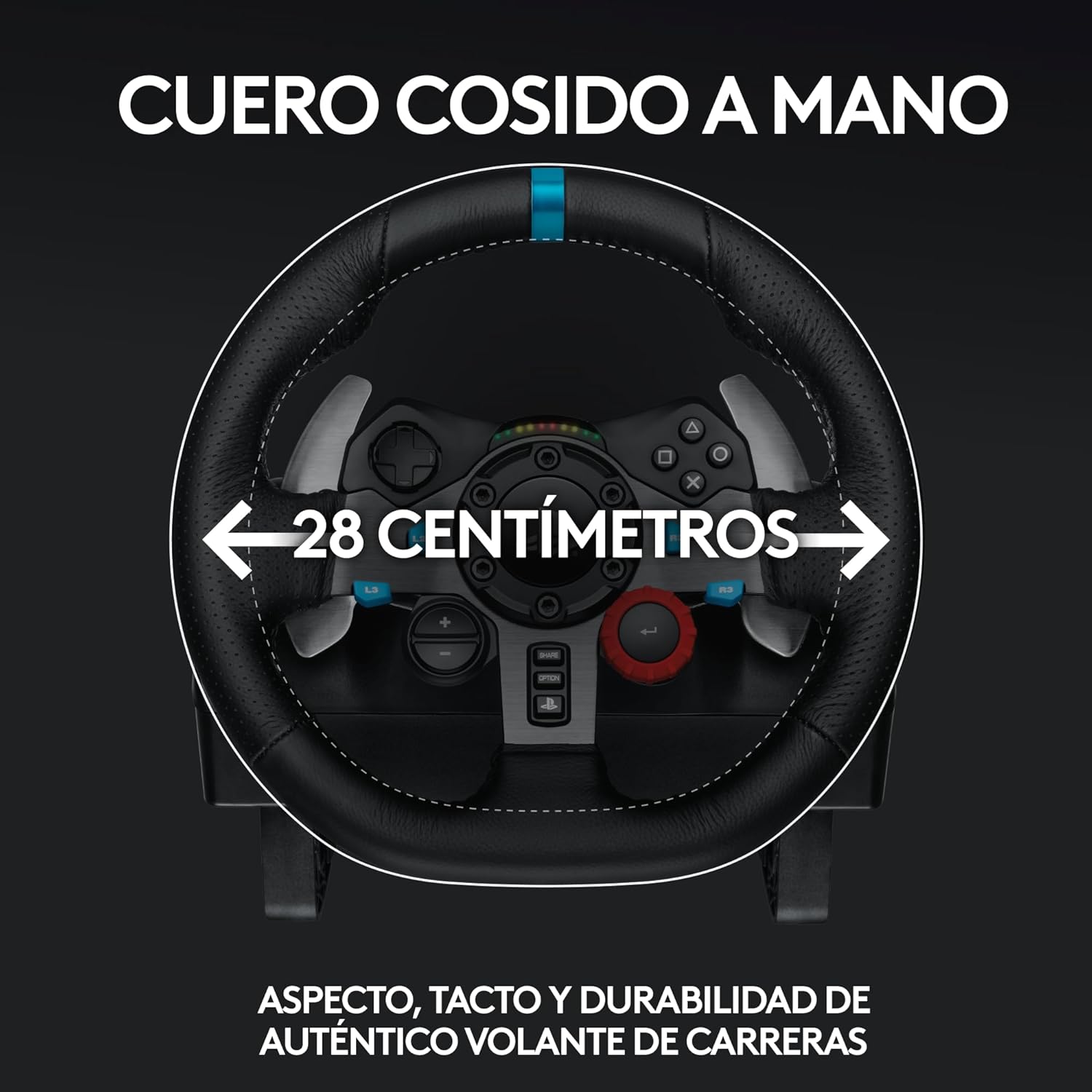 Logitech G29 Driving Force Volante de Carreras y Pedales, Force Feedback, Aluminio Anodizado, Palancas de cambio, Volante de Cuero, Pedales Ajustables, PS5, PS4, PS3 y PC - Negro