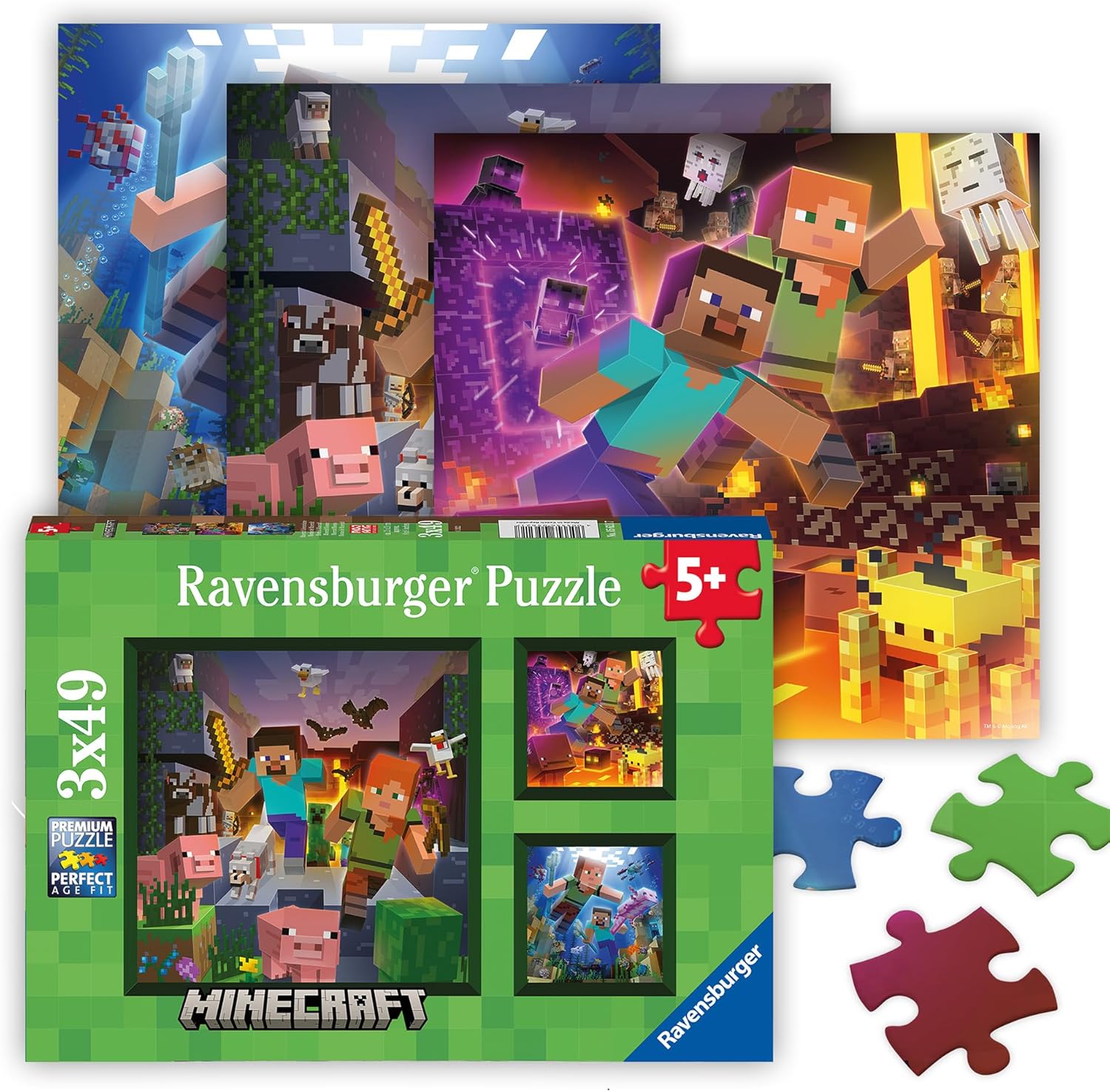 Rompecabezas - Multipuzzle - Minecraft 3 X 49- Ravenburger