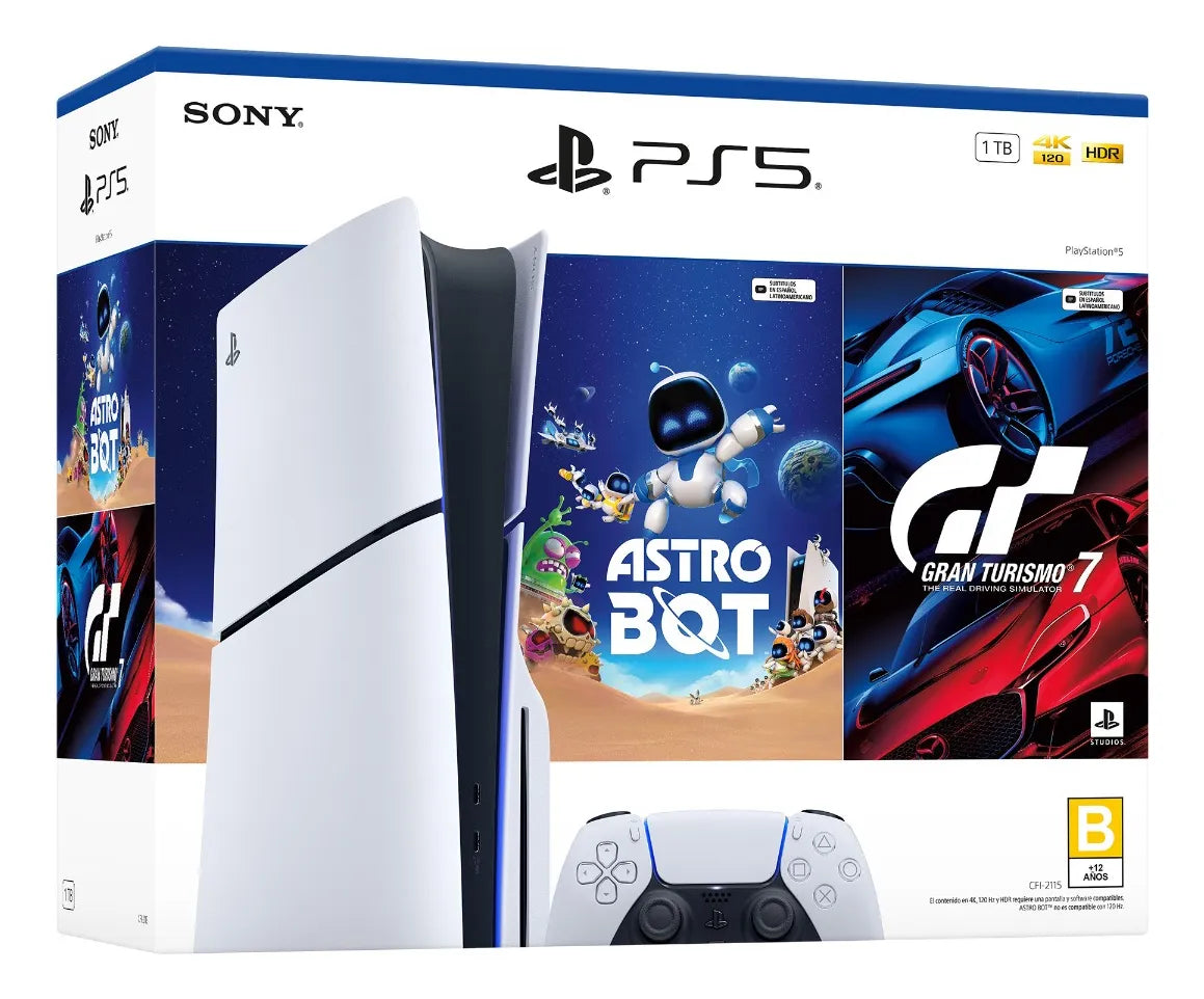 Consola PS5 Slim 1TB con Lector de Discos (Astro Bot y Gran Turismo 7)