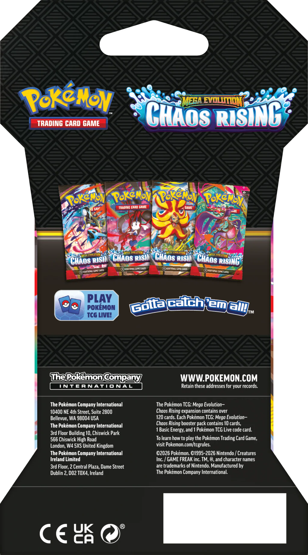 Pokémon TCG - Mega Evolutions - Chaos Rising - Sleeved Booster (Sobre Individual) - Inglés