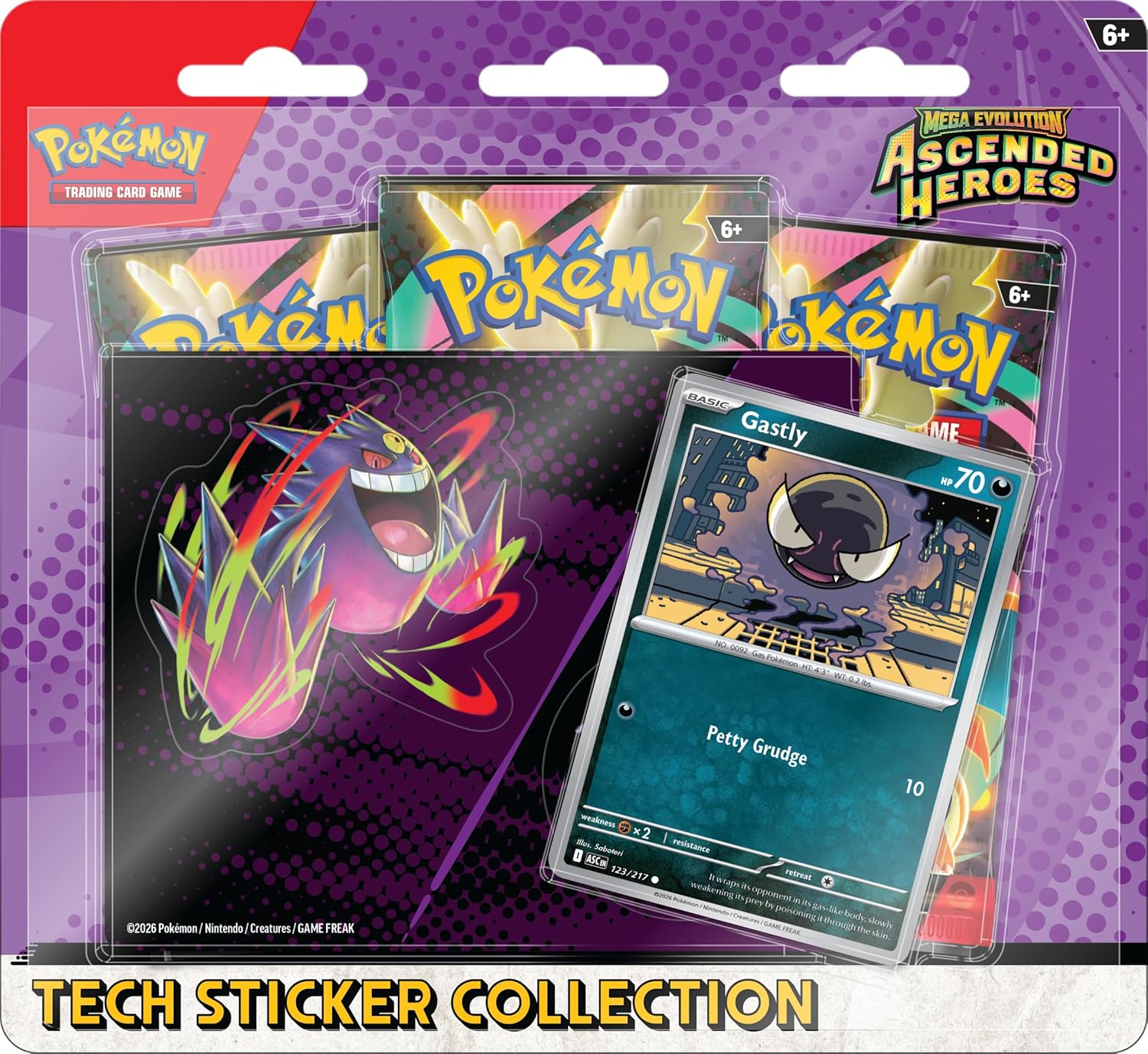 Pokémon TCG: Mega Evolution Ascended Heroes Tech Sticker Collection Gastly - Ingles