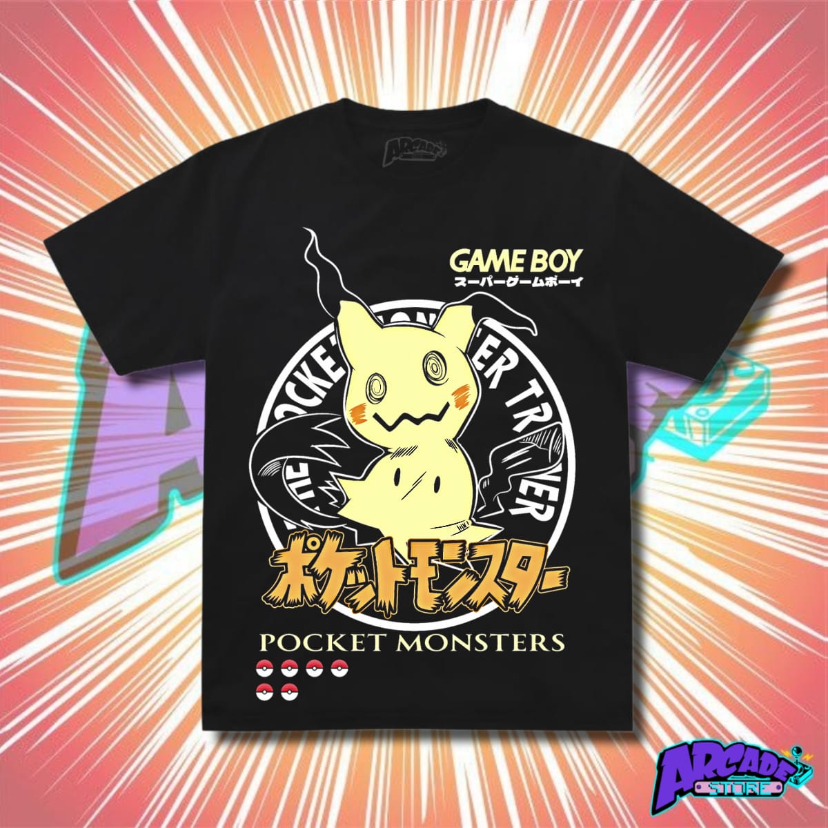 Playera - Arcade - Pokémon 11 - Mimikiu Game Boy Pocket Monsters