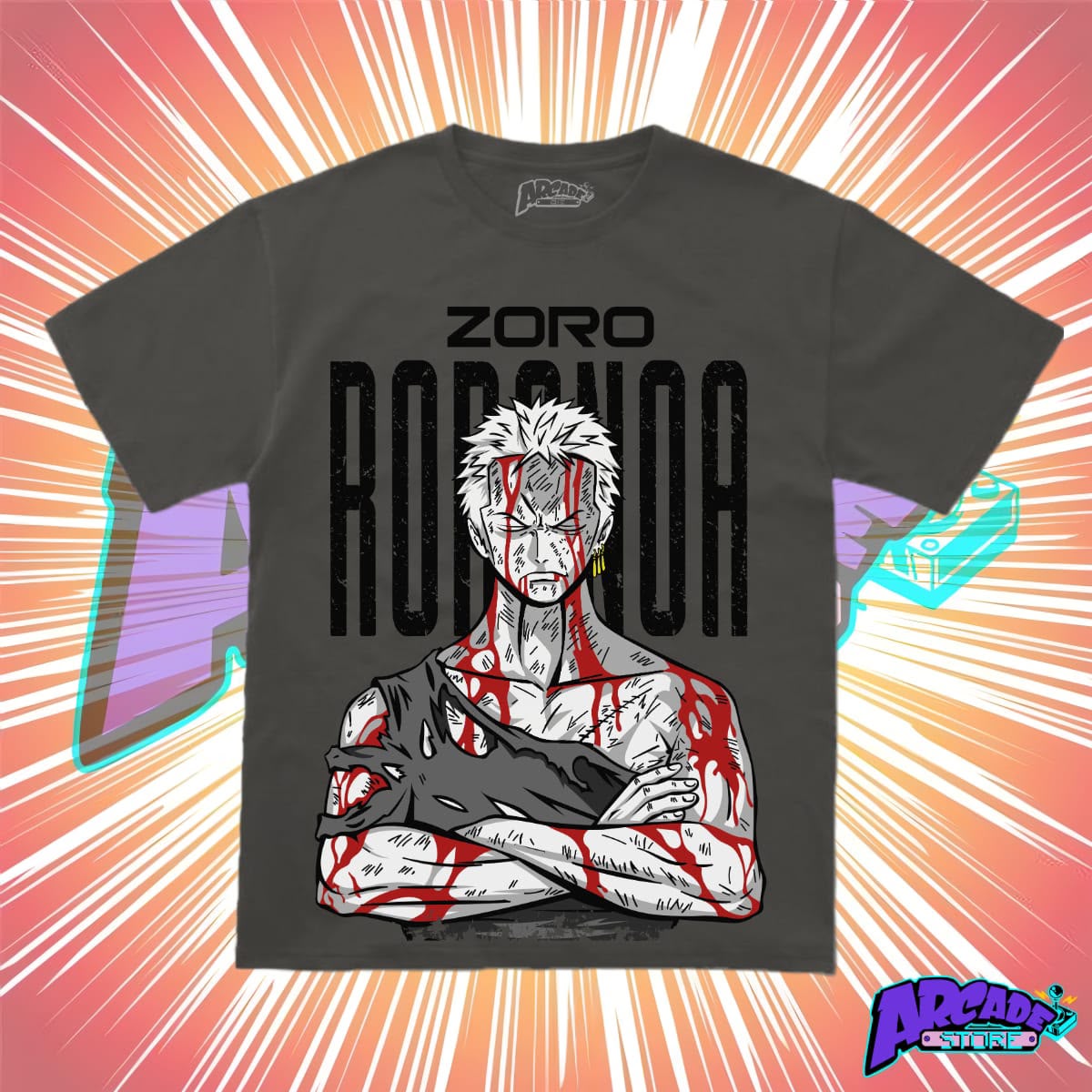 Playera - Arcade - Naruto Shippuden 06 -Zoro Roronoa
