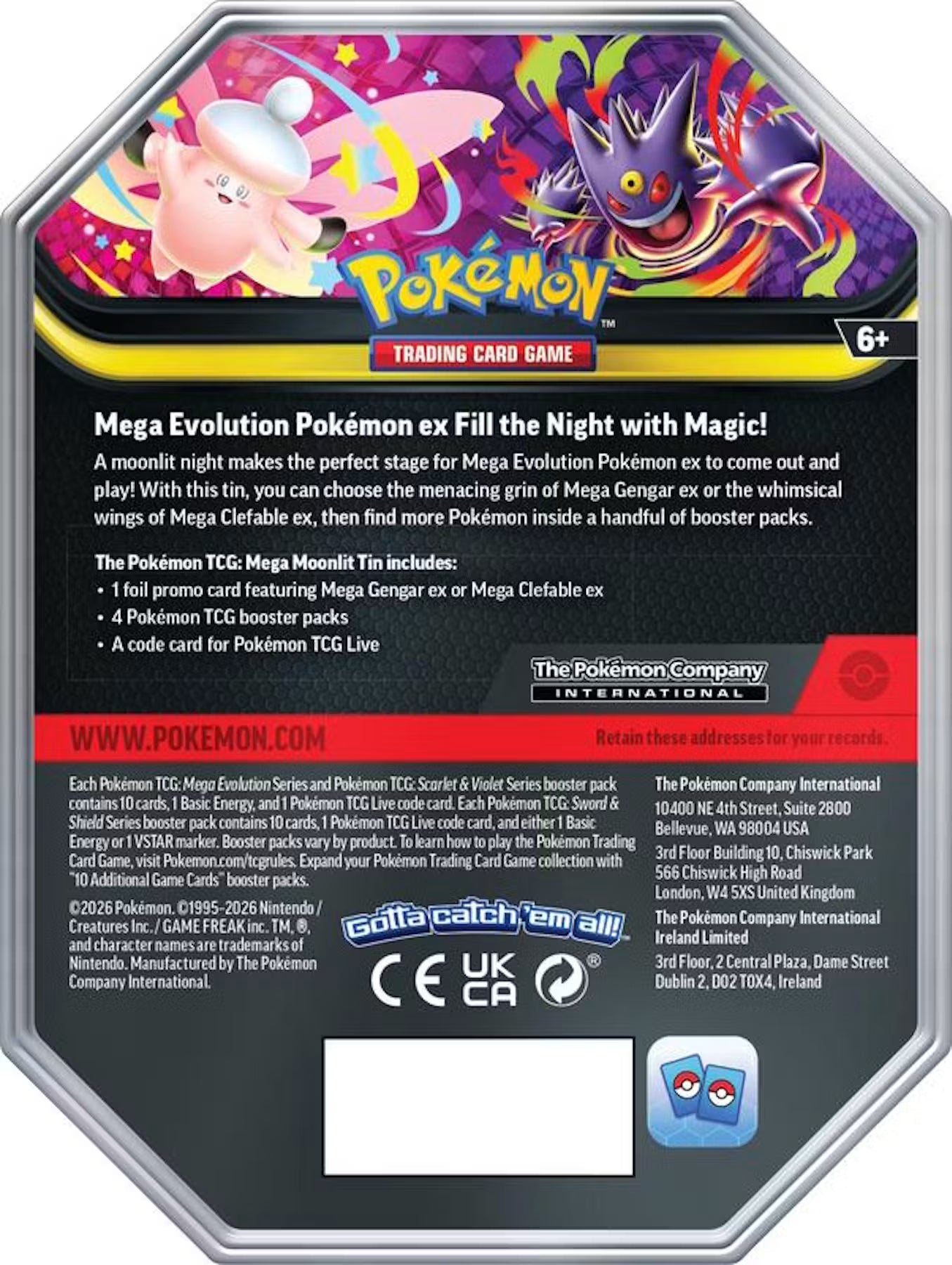 Pokémon TCG: Mega Moonlit Tin - Inglés - Precio Por Pieza