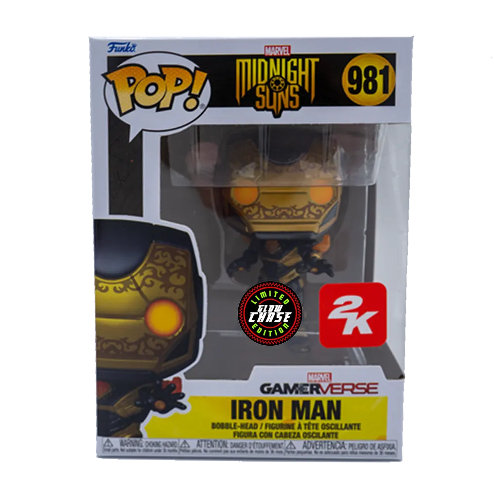 Funko pop exclusivo iron man (midnight suns) 981 chase glow