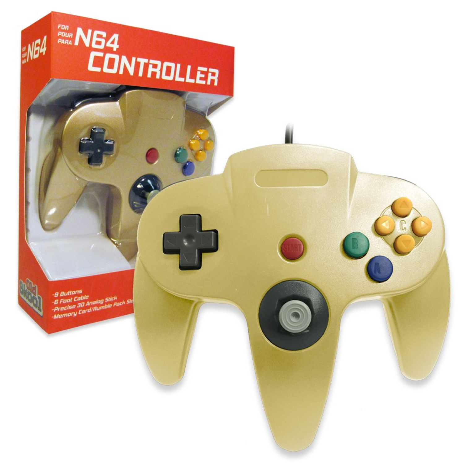 Control Alámbrico Gold Para Nintendo 64 (Teknogame)