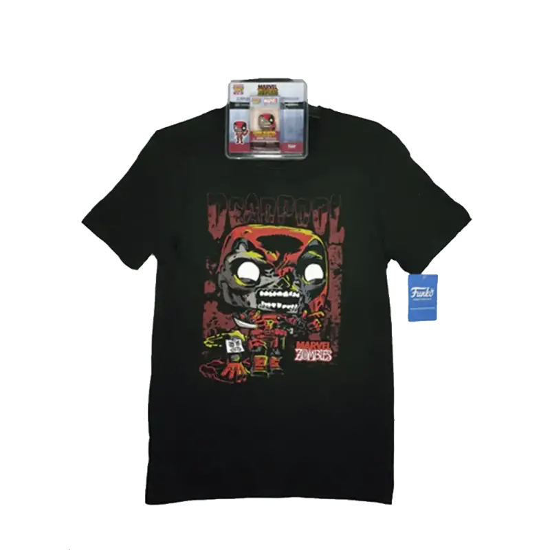 Funko Pop Keychain & Tee Marvel Zombies - Deadpool Playera Mediana con Llavero