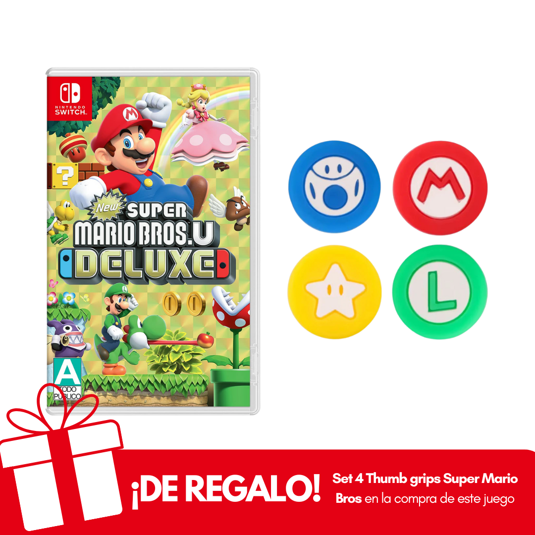 New Super Mario Bros U Deluxe Nintendo Switch + Thumb Grips de Regalo