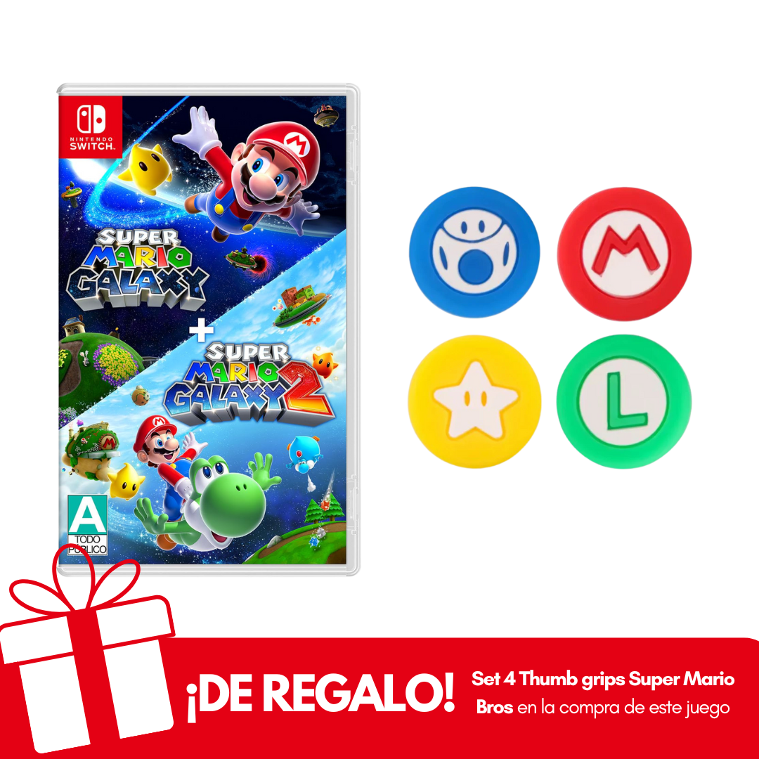 Super Mario Galaxy + Mario Galaxy 2 Nintendo Switch + Thumb Grips de Regalo