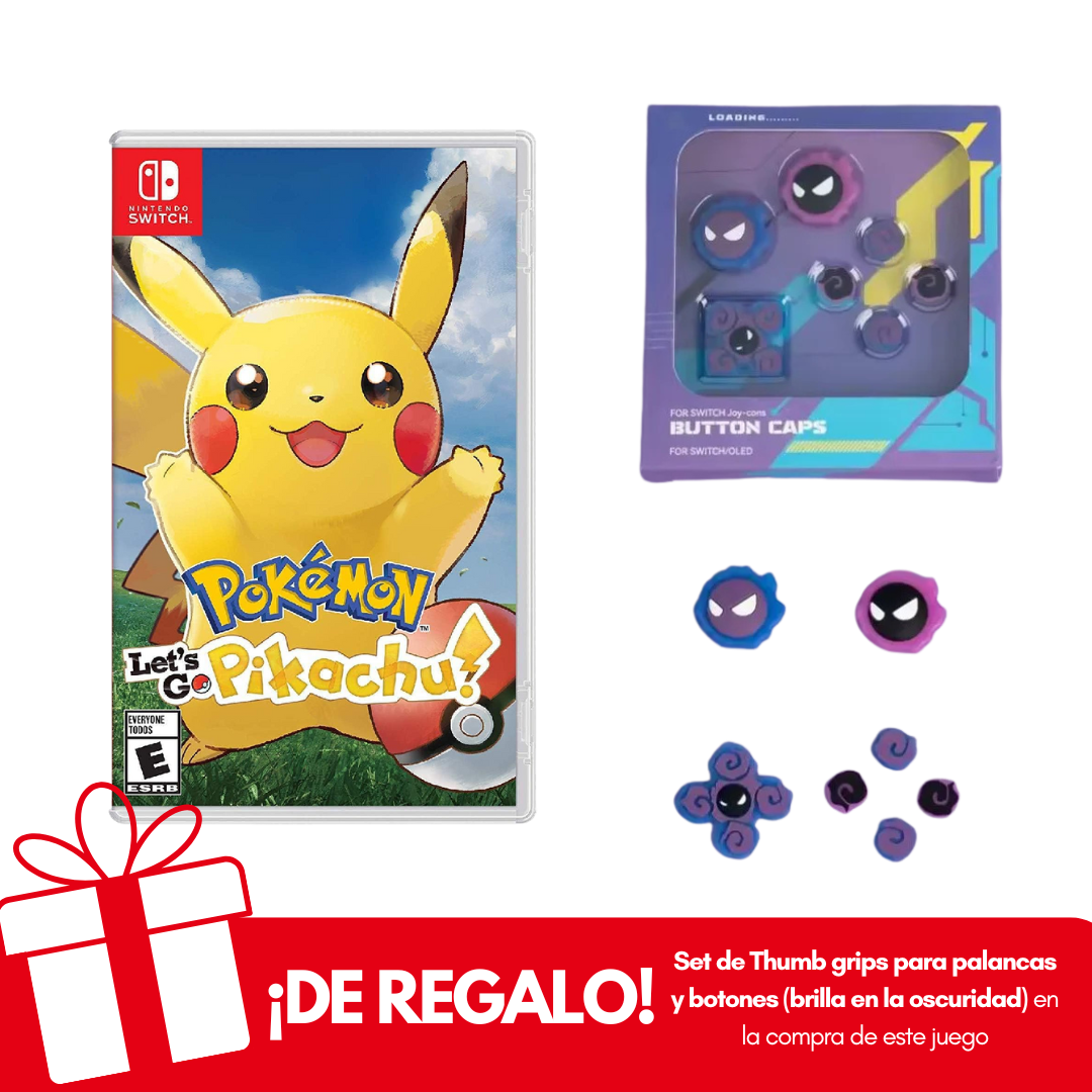 Pokemon Let's Go Pikachu Nintendo Switch + Thumb Grips de Regalo