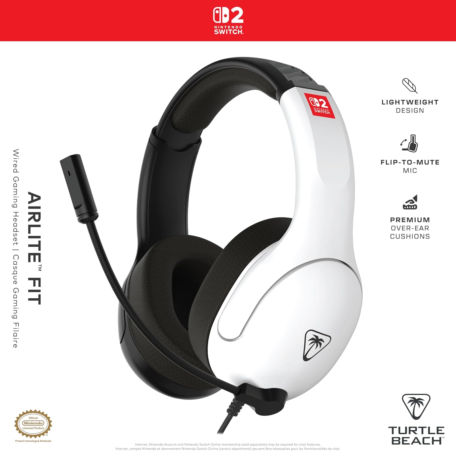 Turtle Beach Airlite Fit Headset Alámbrico - Negro / Blanco - Nintendo Switch 2