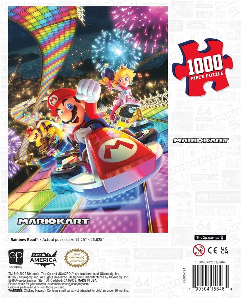 Rompecabezas - 1000 Piezas - Super Mario Bros - Mario Kart Rainbow - USAopoly