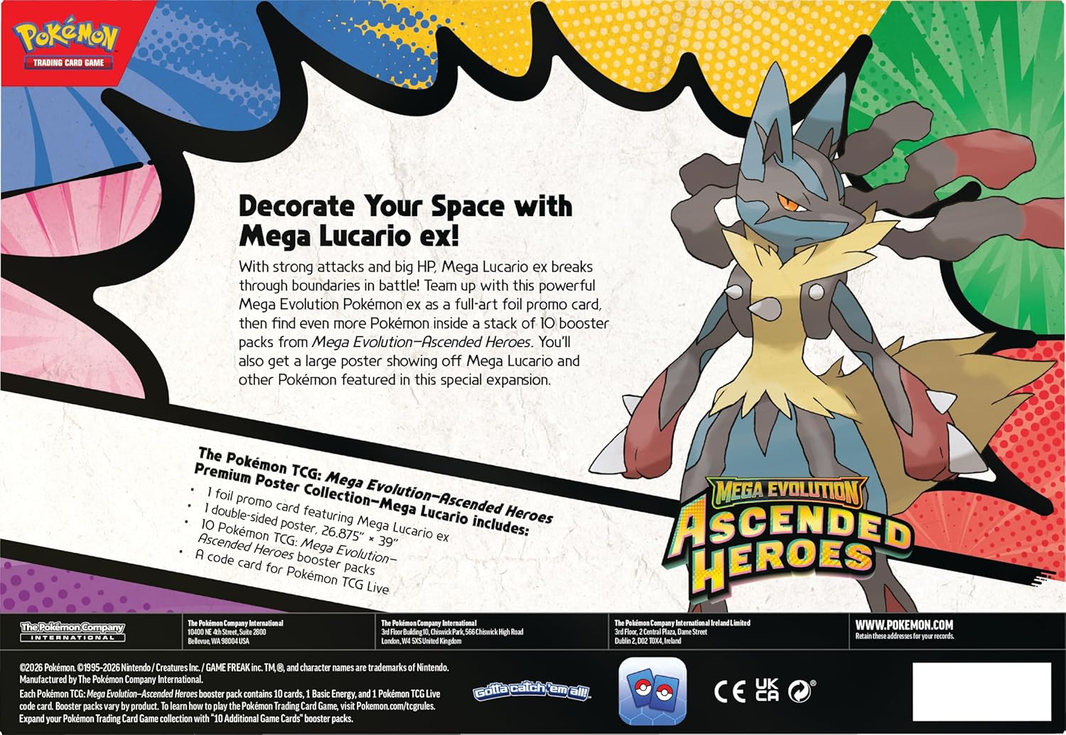 Pokémon TCG: Mega Evolution ME02.5 -  Ascended Heroes Premium Poster Collection - Lucario (Español)