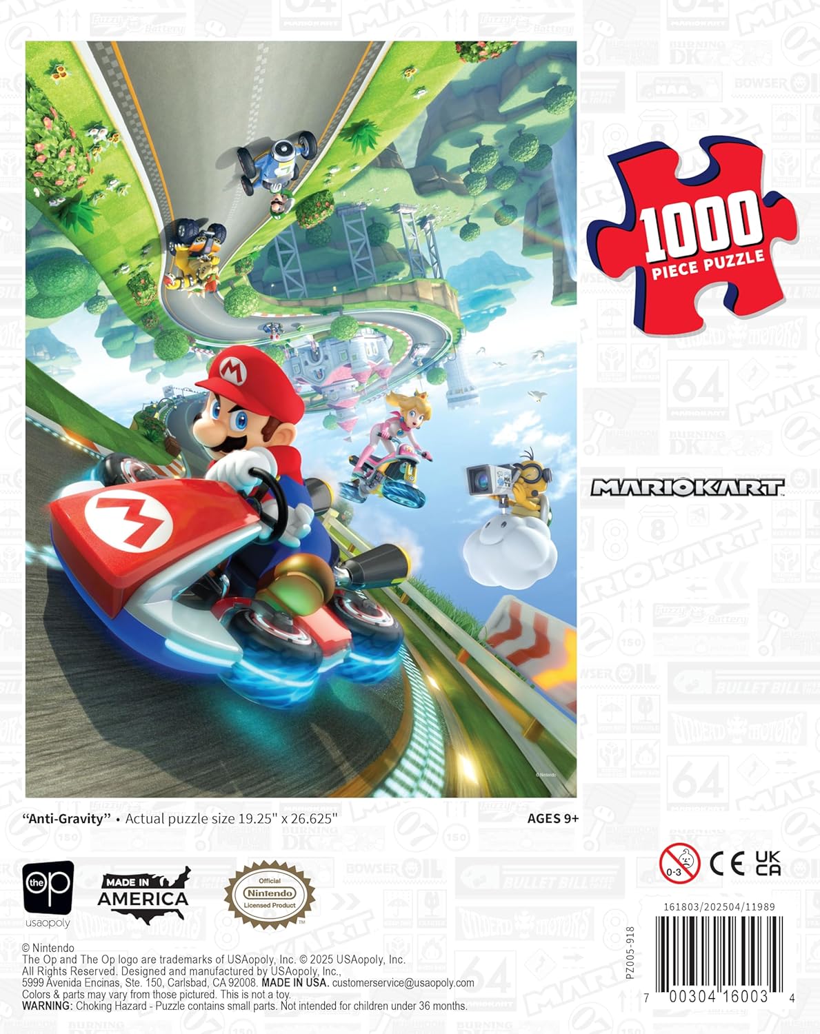 Rompecabezas - 1000 Piezas - Super Mario Bros - Mario Kart Anti-Gravity - USAopoly