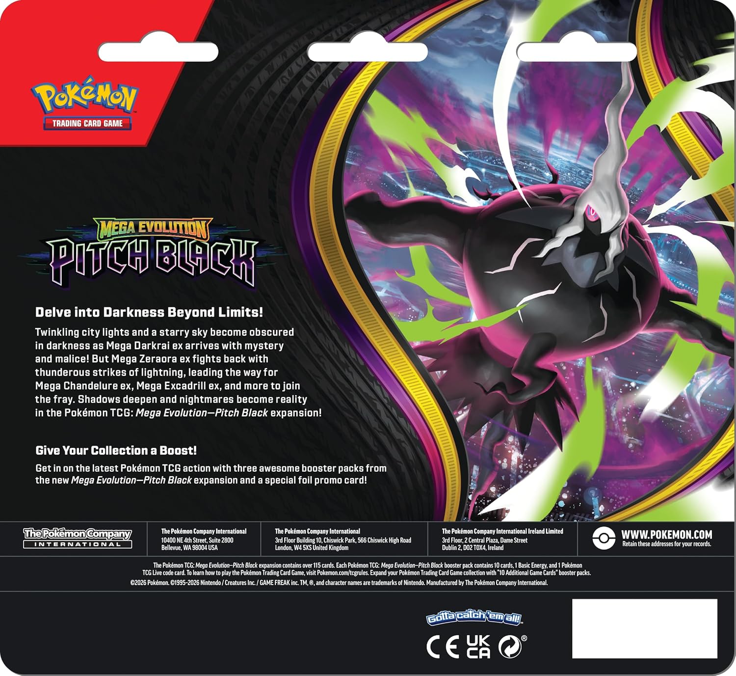 Pokémon TCG: Mega Evolution ME05 - Pitch  Black Three-Booster Blister - Inglés