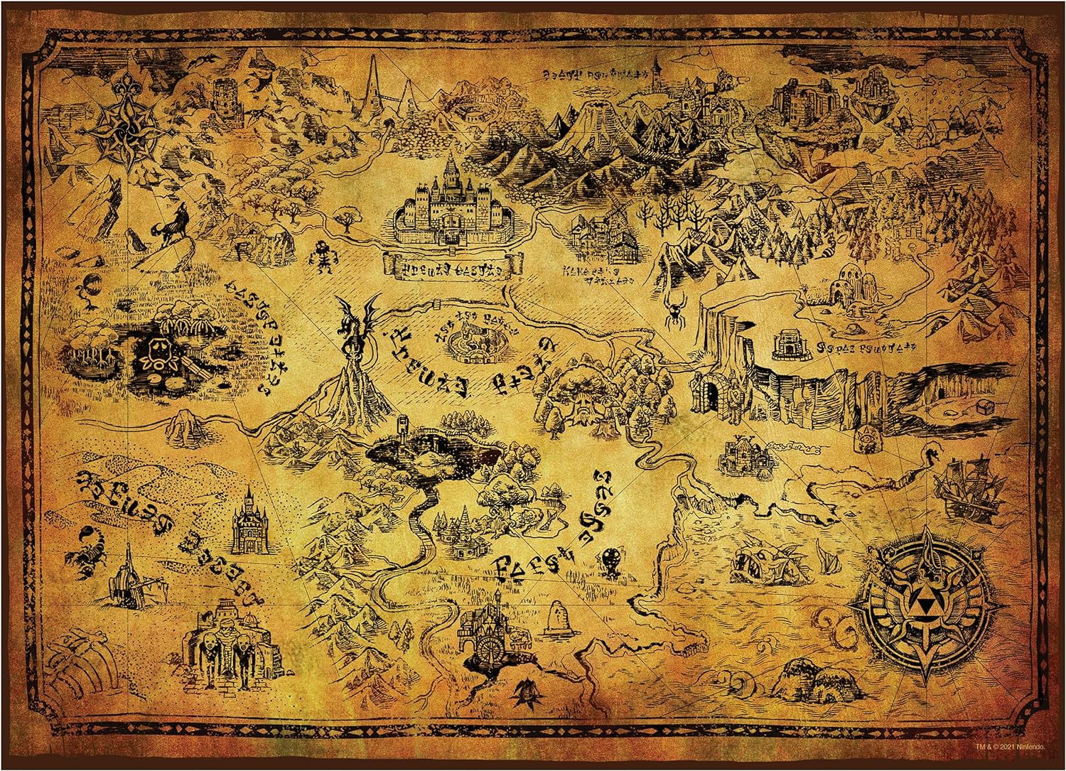 Rompecabezas - 1000 Piezas -The Legend Of Zelda: Hyrule Map - USAopoly