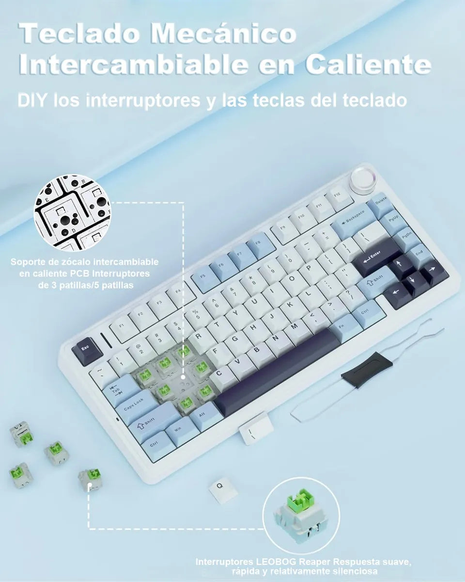 Aula F75 Max Black/Gray Wireless Teclado Mecanico 65% Ing