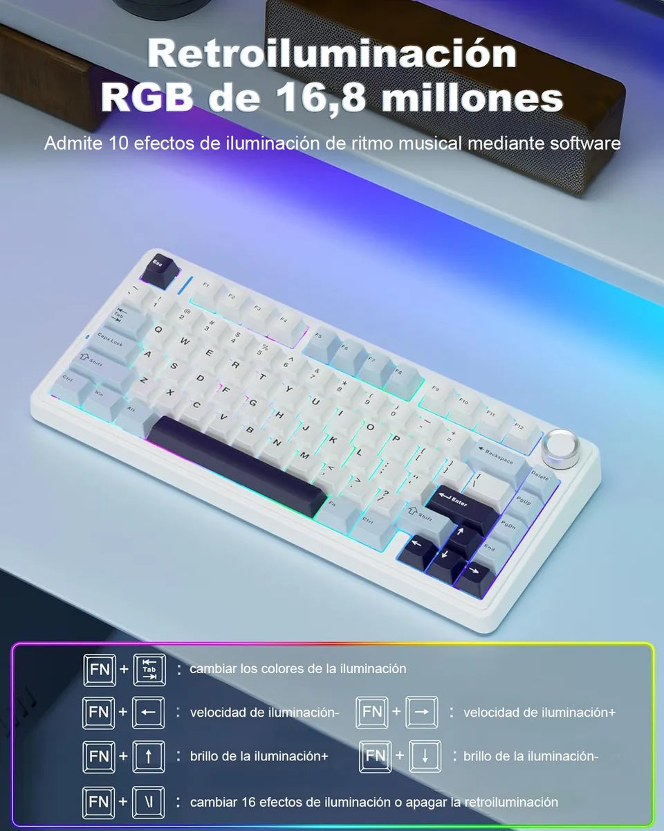 Aula F75 Max Black/Gray Wireless Teclado Mecanico 65% Ing