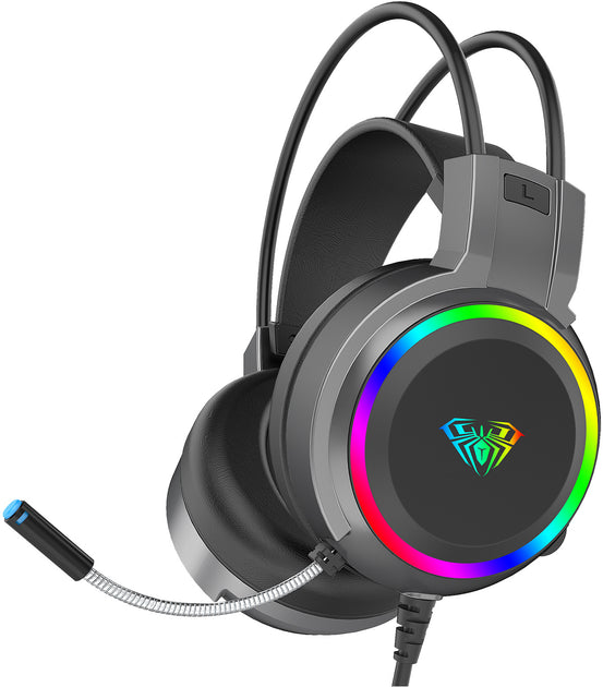 Aula S608 Negro: Iluminacion Por Usb + Conector 3.5Mm +  Microfono Flexible Omnidireccional +  Luz Rgb