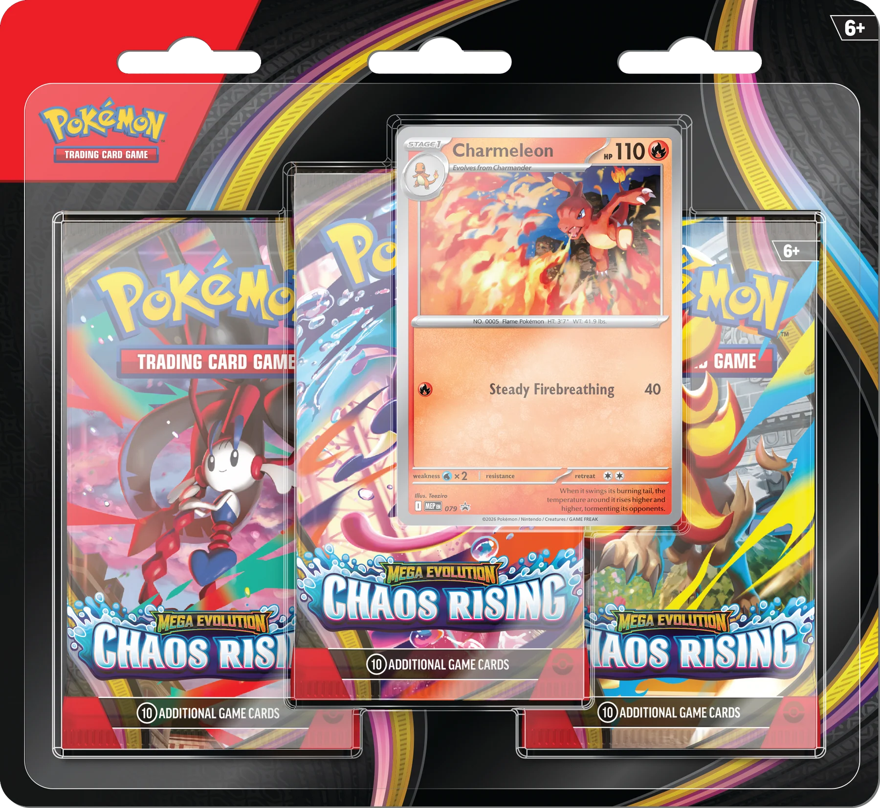 Pokémon TCG - Mega Evolution - Chaos Rising - Three Booster Blister - Inglés