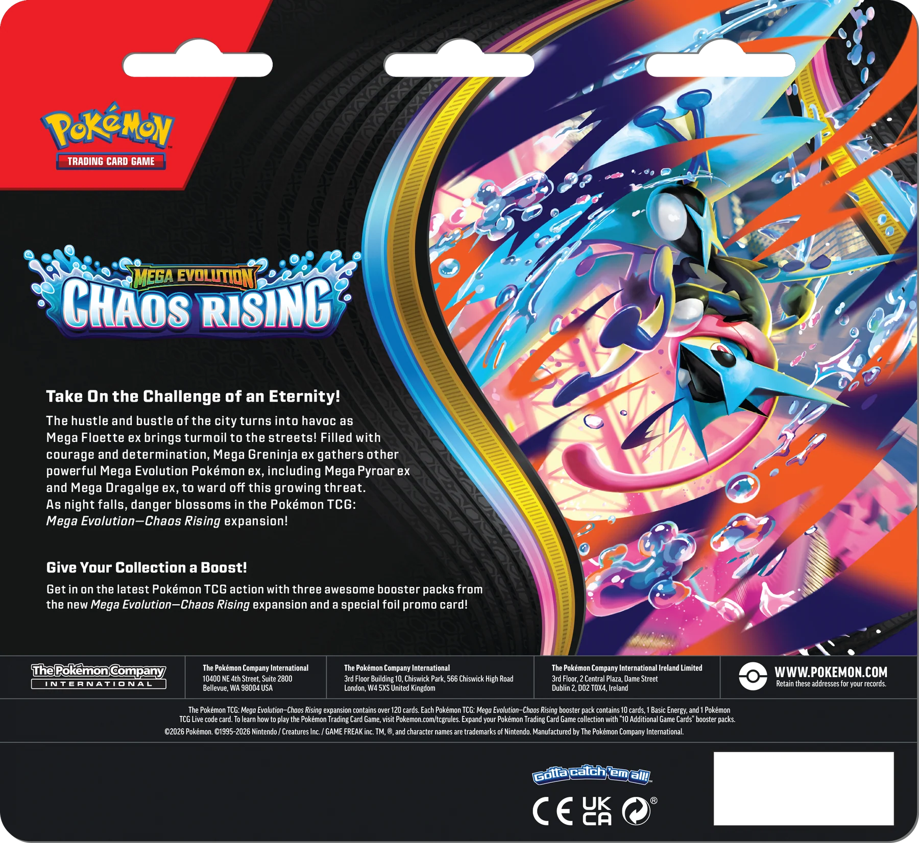 Pokémon TCG - Mega Evolution - Chaos Rising - Three Booster Blister - Inglés