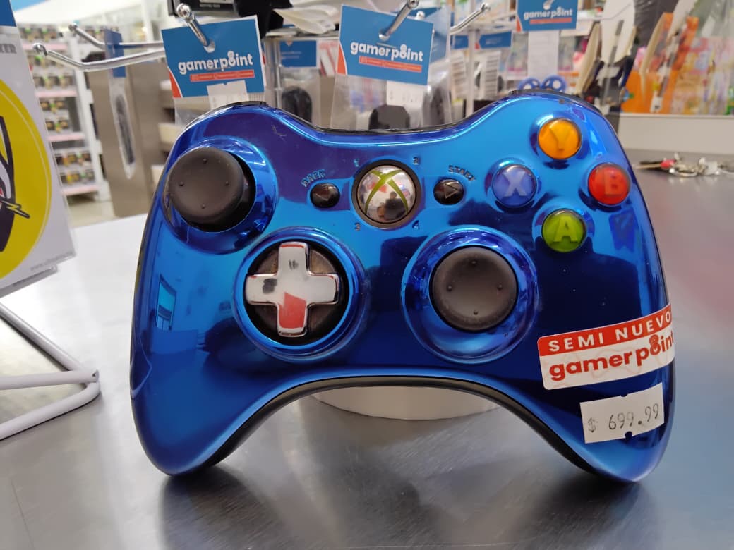 Control Inalámbrico Xbox 360 Azul Cromado Usado