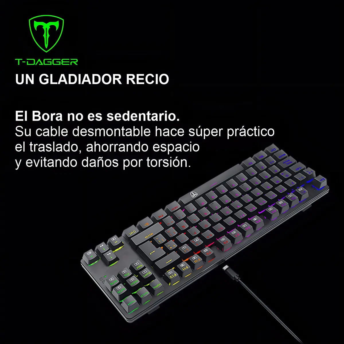 Teclado Mecánico T-Dagger Bora T-TGK313 Blue QWERTY Español Retroiluminación Rainbow