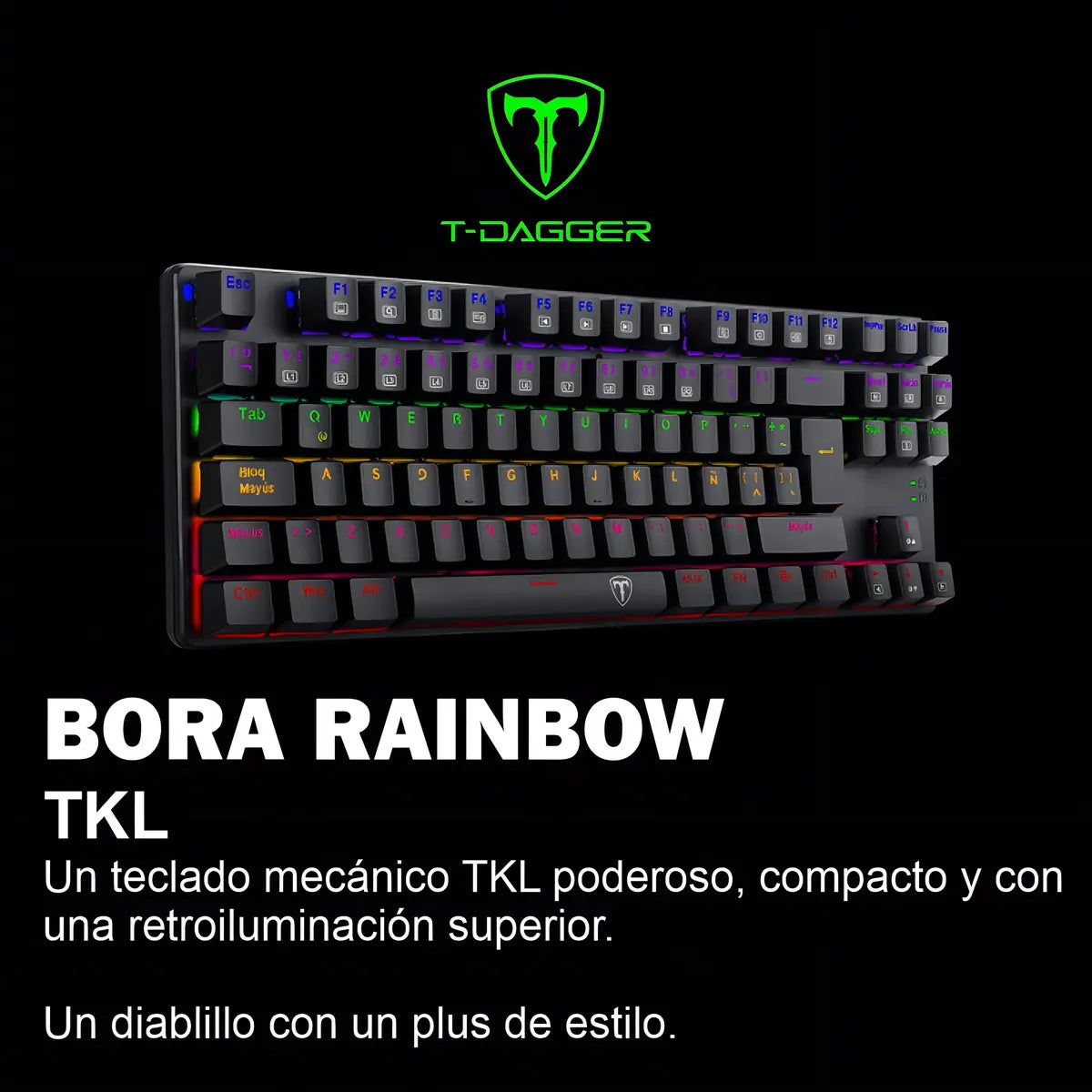 Teclado Mecánico T-Dagger Bora T-TGK313 Blue QWERTY Español Retroiluminación Rainbow