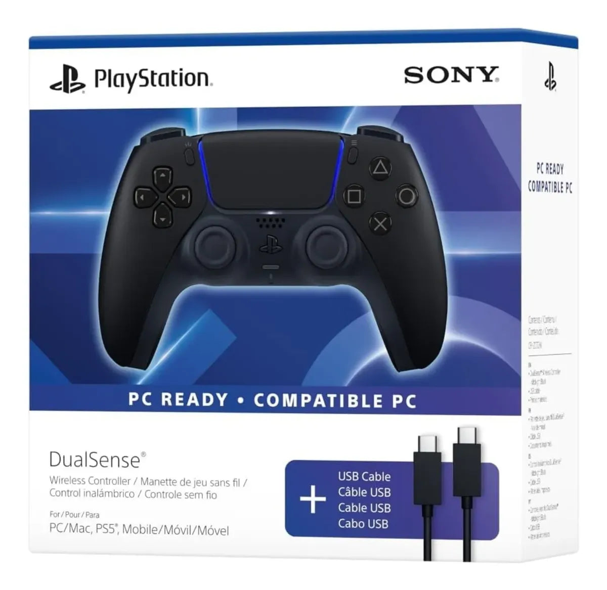 Control Dualsense Midnight Black + Cable USB Para PC