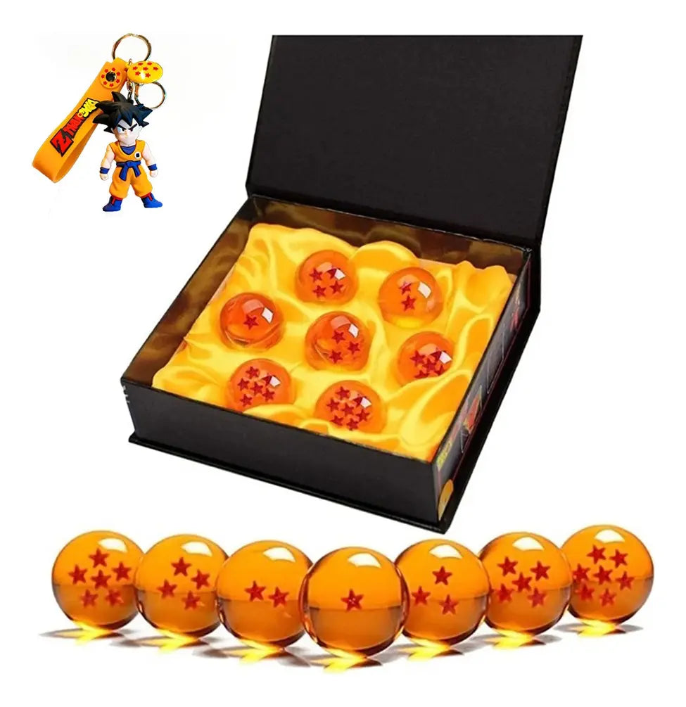 Caja Con 7 Esferas Del Dragon + Llavero Goku - Dragon Ball Z