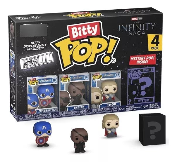 Funko Bitty Pop Captain America, Nick Fury, Thor, Mystery (?) 4 Pack (Marvel Infinity Saga)