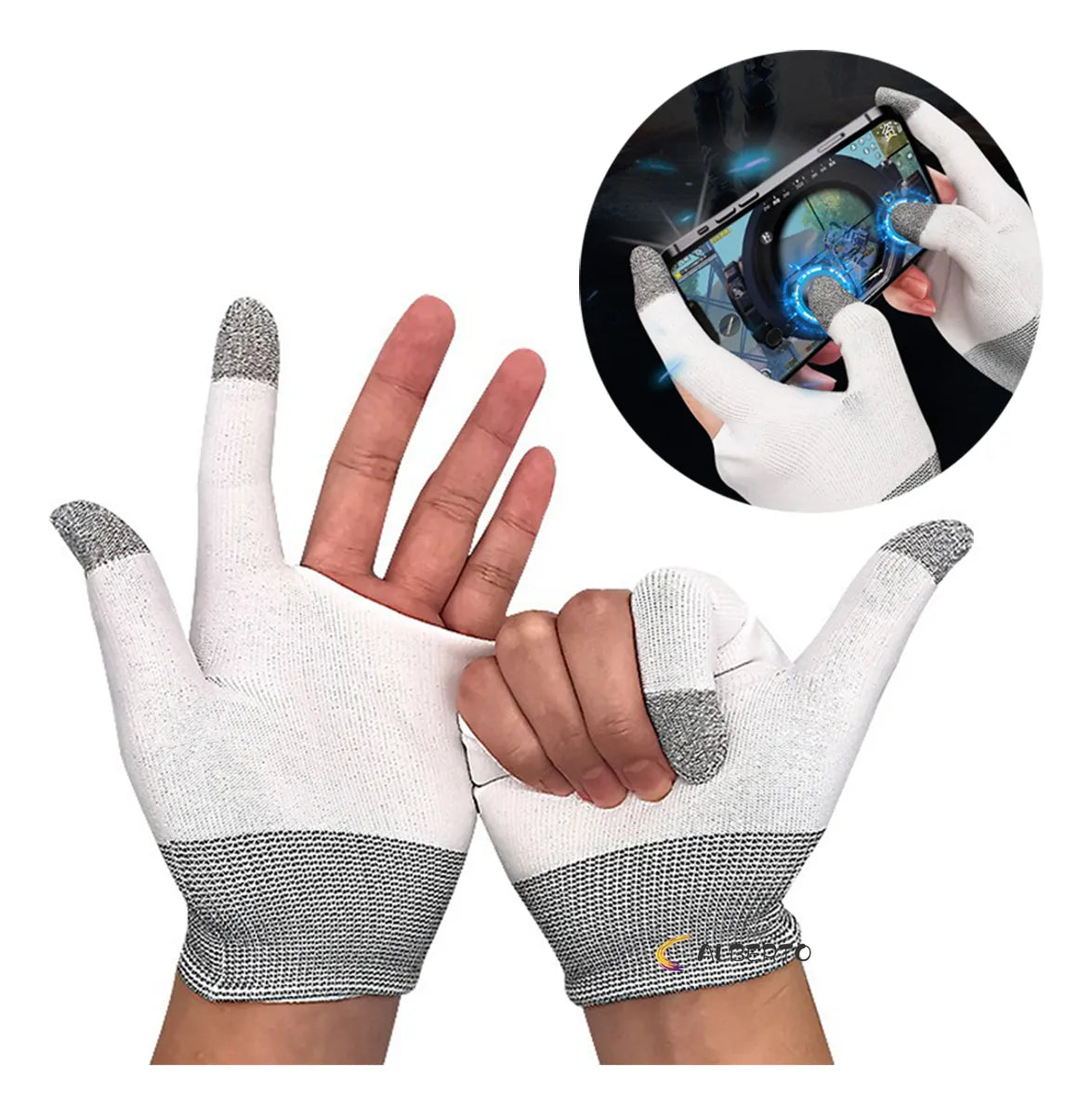 Guantes Dedo Gamer Antideslizante Antisudor Profesional (Blanco)