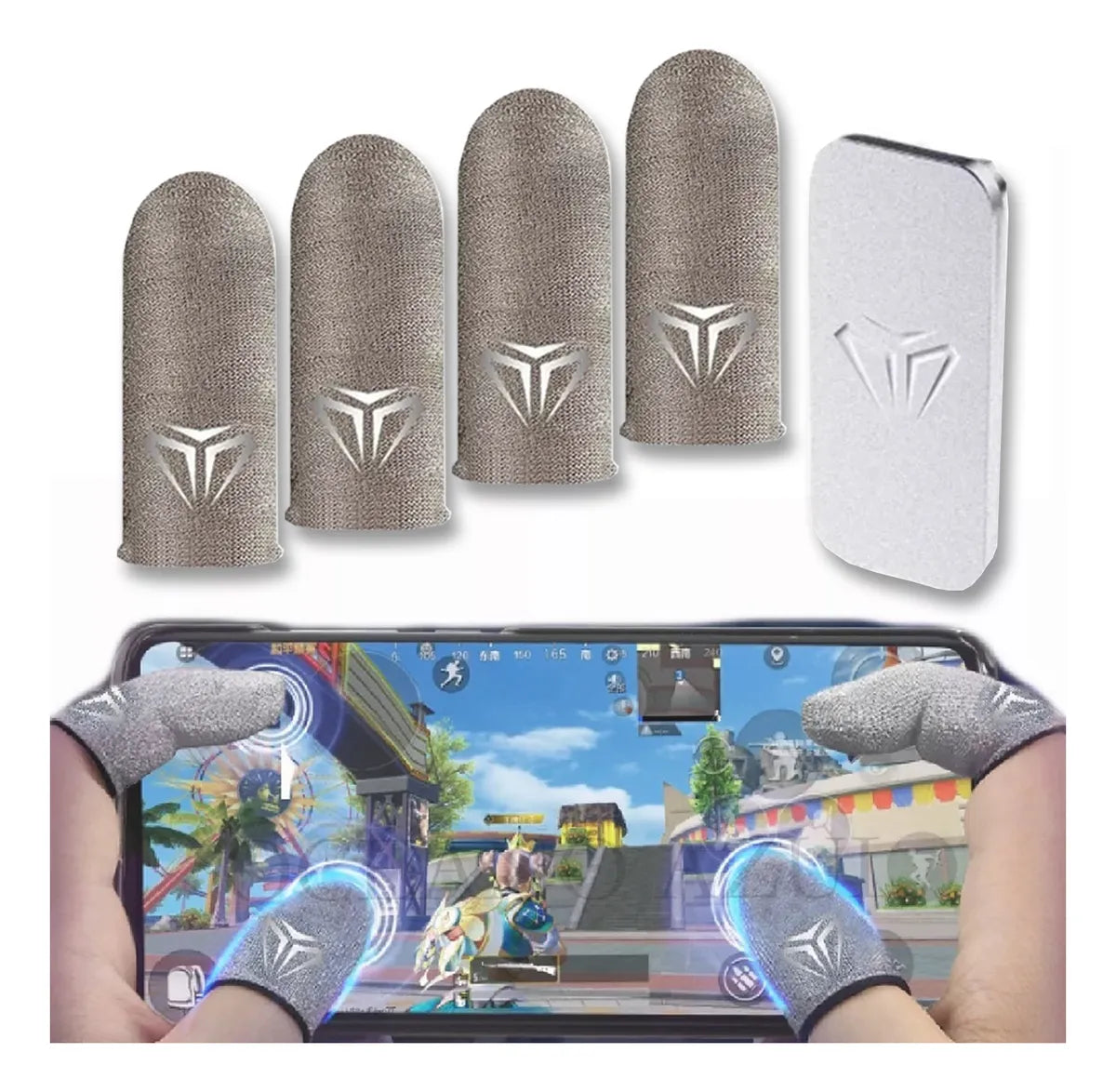 Guantes Para Dedos Gamer Fibra Plata Profesional Dedales