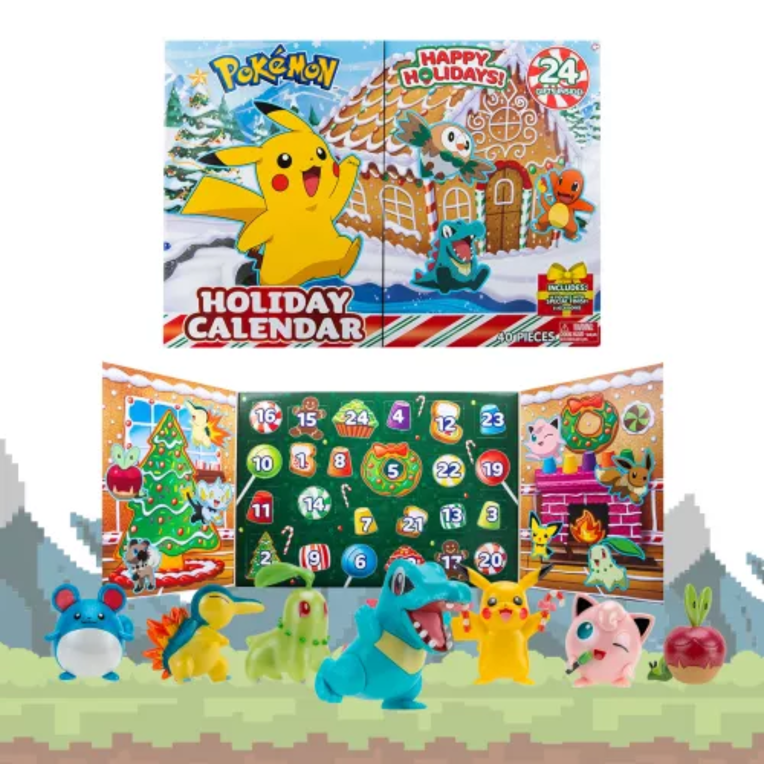Pokemon Holiday Calendar: Calendario Con 24 Figuras Navidad