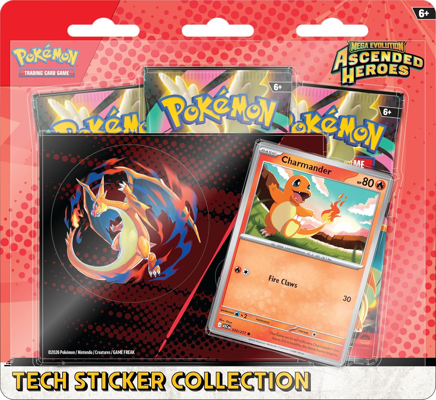Pokémon TCG: Mega Evolution Ascended Heroes Tech Sticker Collection Charmander - Ingles