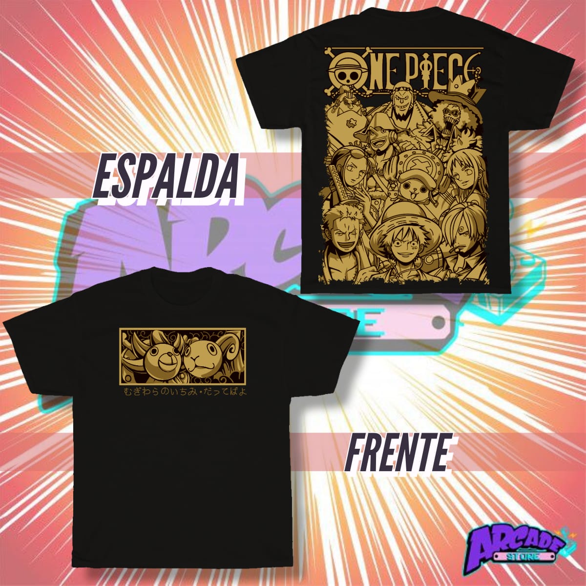 Playera - Arcade - One Piece 08 - Personajes Dorados