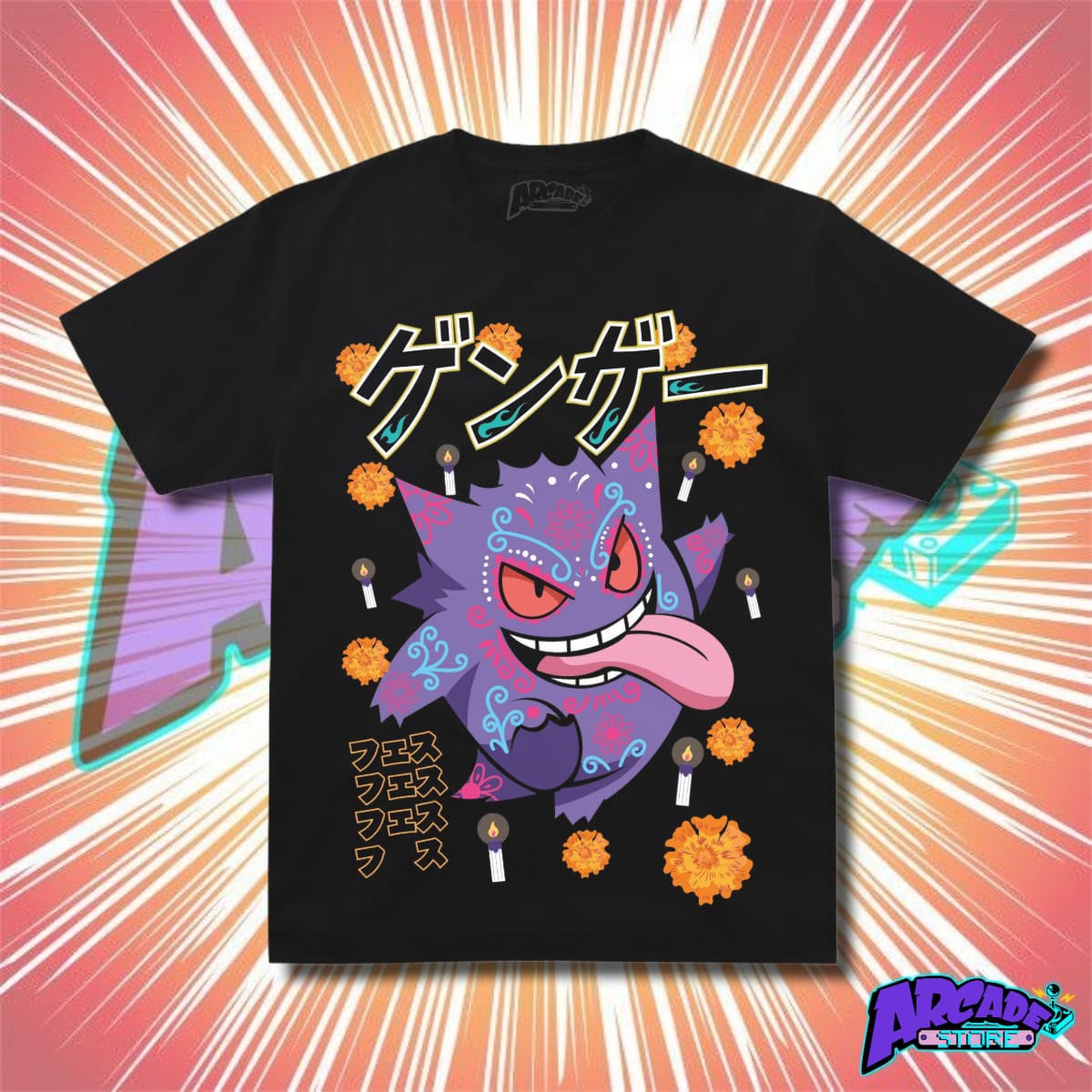 Playera - Arcade - Pokémon 16 - Gengar Día De Muertos