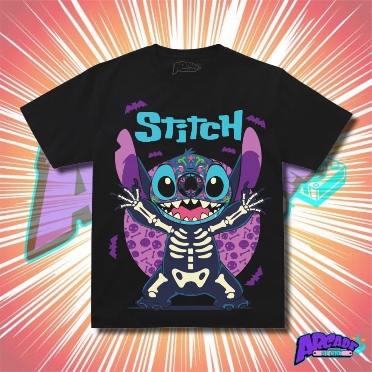 Playera - Arcade - Lilo & Stitch - Stitch Día De Muertos