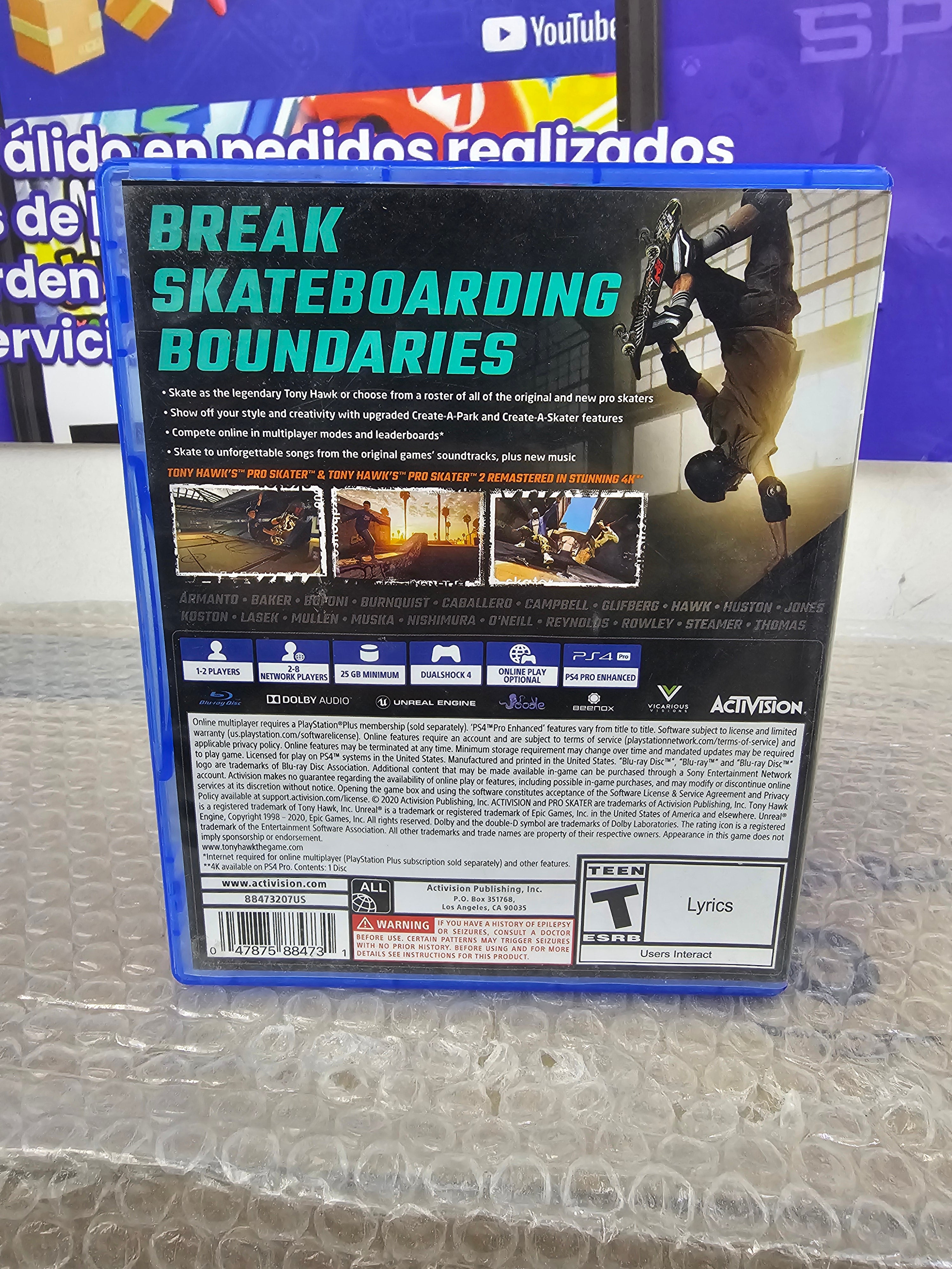 Tony Hawk's Pro Skater 1+2  Ps4  Usado