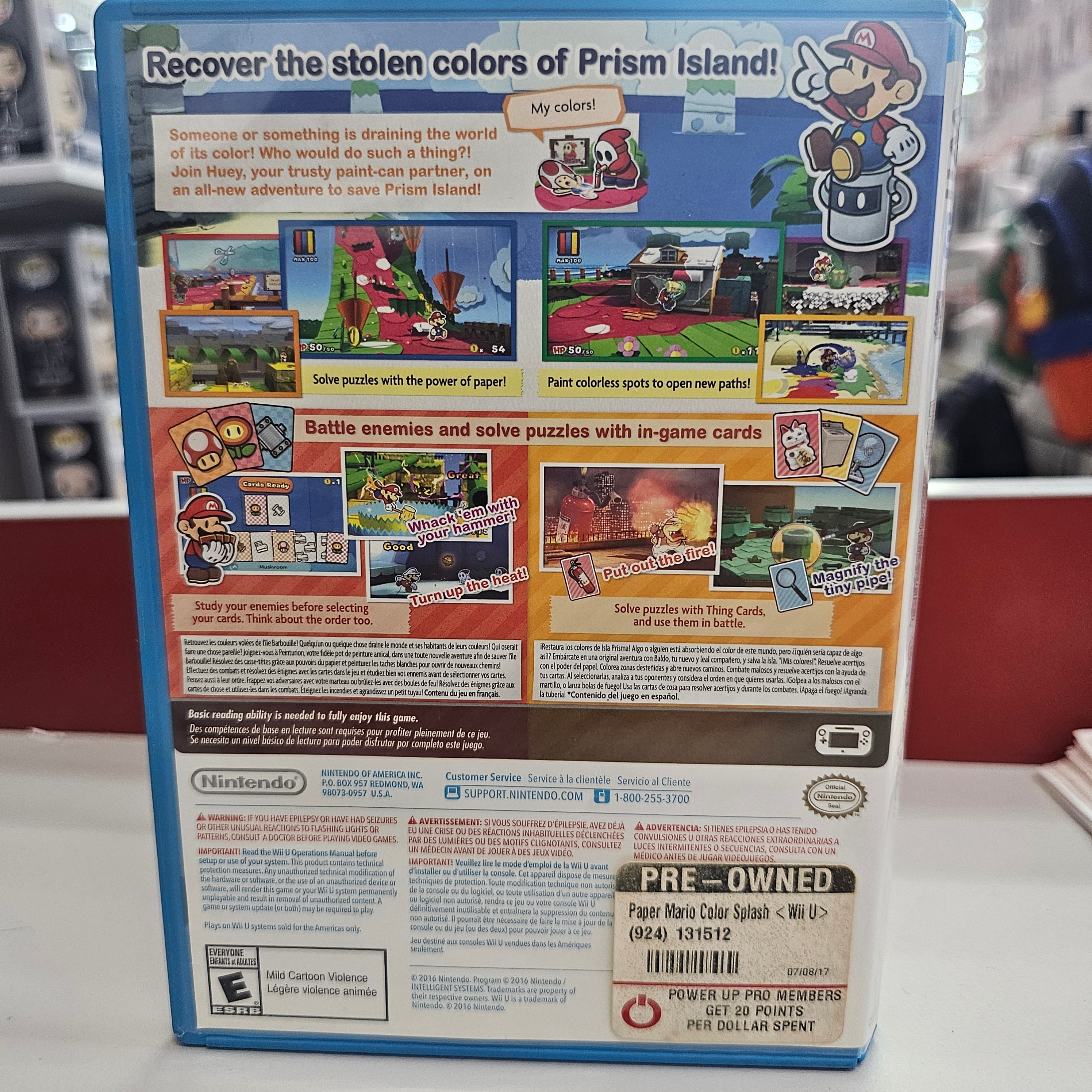 Paper Mario Color Splash Nintendo Wii U Usado