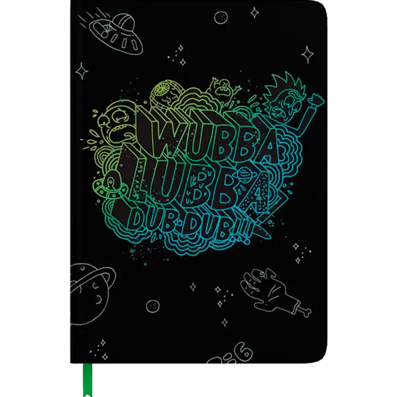 Libreta Rick Y Morty Wubbalubba Dubdub,  Incluye Poster Y Stickers