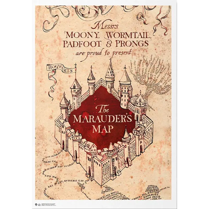 Poster Exclusivo (Piezas Limitadas) Harry Potter - Mapa De Los Merodeadores