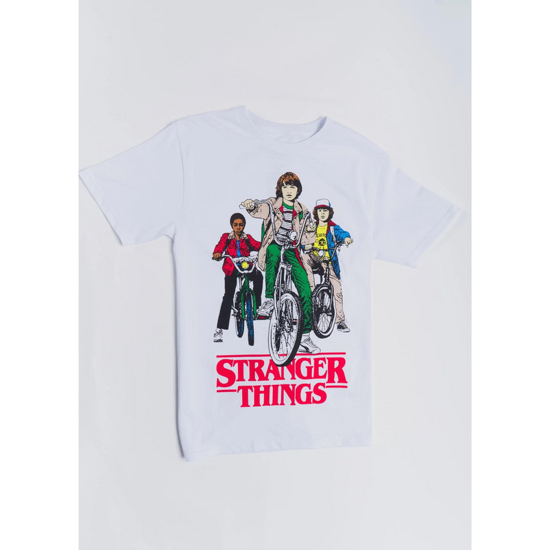 Playera Dama Stranger Things: Mike, Lucas y Dustin - Bikes M