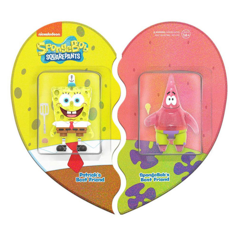 Super7 ReAction: Bob Esponja - Bob Esponja y Patricio 2 Pack SDCC 2022 Exclusivo